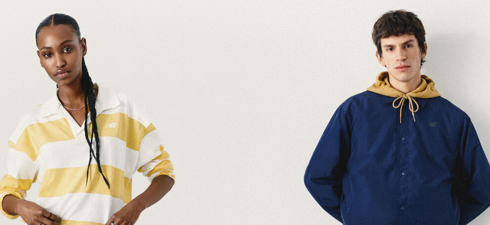 A man and woman wearing New Balance